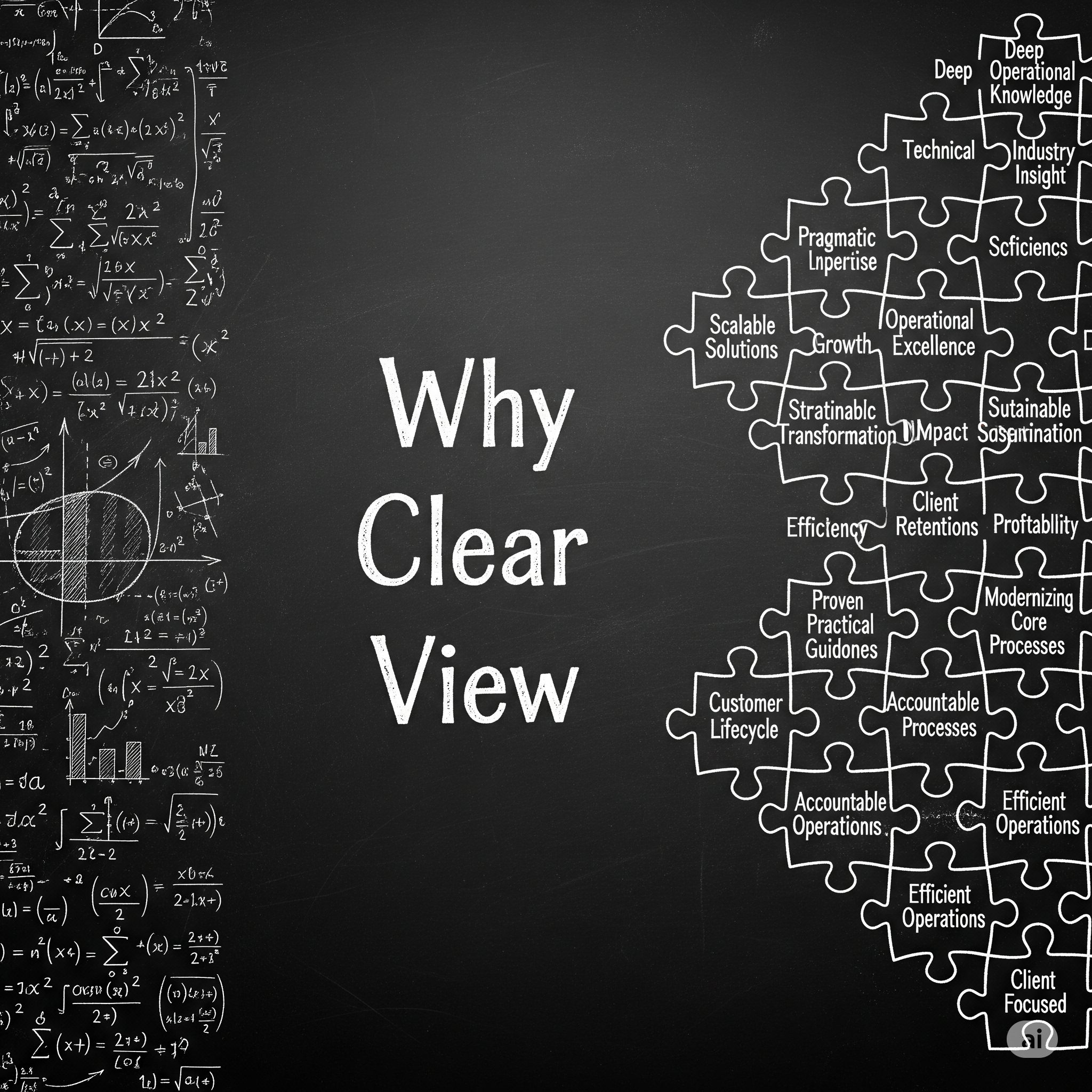 Complex equation = Clear View = solved puzzle pieces